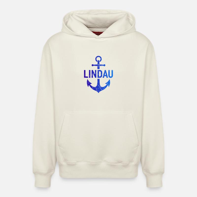 Anker Lindau Bodensee - Relaxed Unisex Organic Hoodie – von SPREAD - Naturweiß