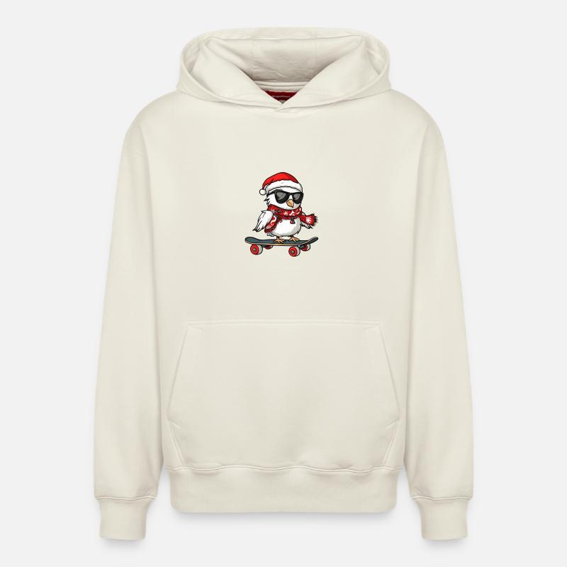 Colombe oiseau Noël drôle - Sweat à capuche unisexe décontracté en coton biologique – de SPREAD - blanc cassé