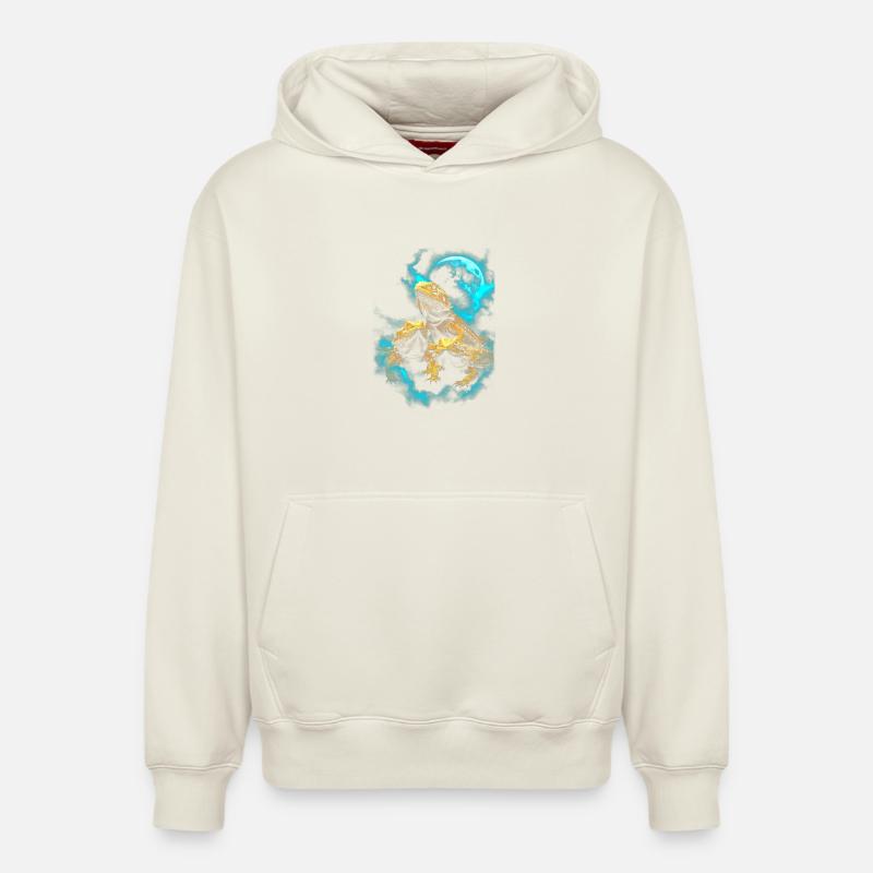 Trio de dragons barbus - Sweat à capuche unisexe décontracté en coton biologique – de SPREAD - blanc cassé