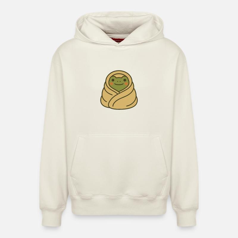 Eingekuschelter Frosch – Grenouille couverture douillette - Sweat à capuche unisexe décontracté en coton biologique – de SPREAD - blanc cassé