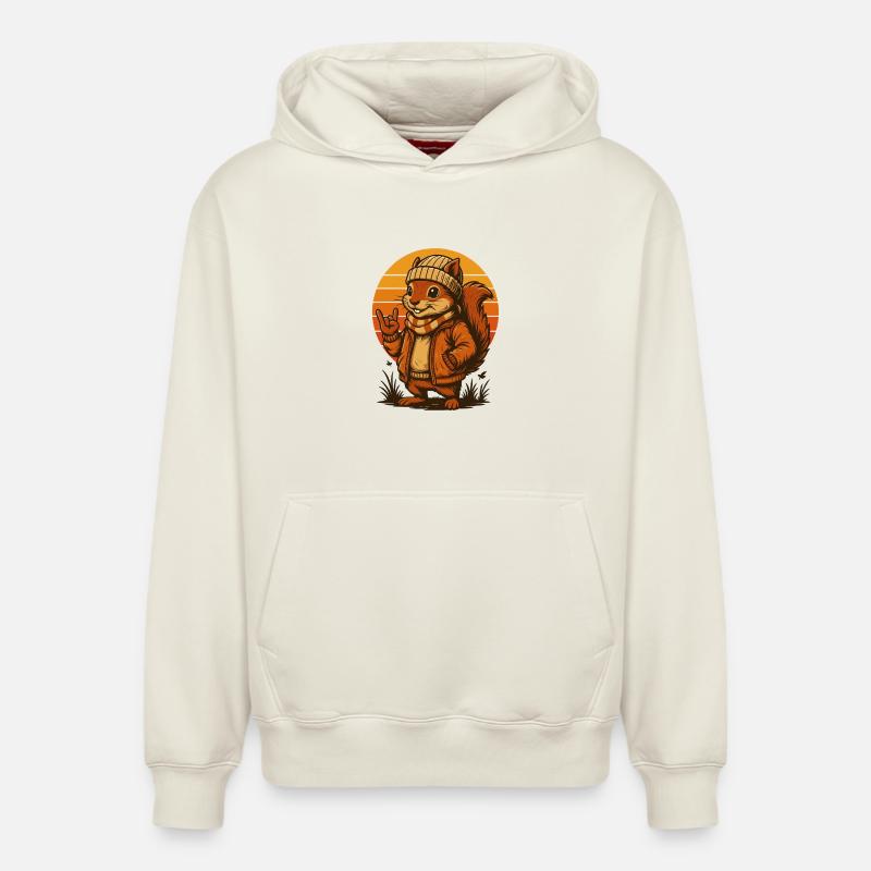 Cooles Eichhörnchen im Retro-Look - Relaxed Unisex Organic Hoodie – von SPREAD - Naturweiß