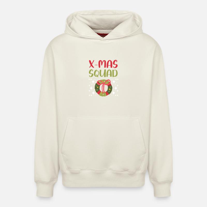 Escouade de Noël - Sweat à capuche unisexe décontracté en coton biologique – de SPREAD - blanc cassé