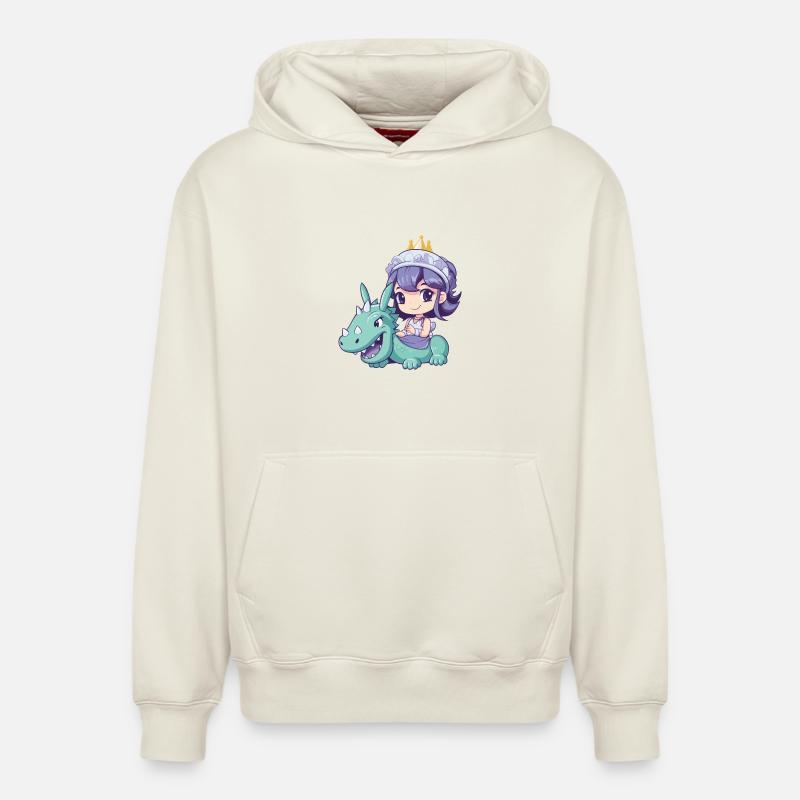 Princesse Dragon Bande Dessinée - Sweat à capuche unisexe décontracté en coton biologique – de SPREAD - blanc cassé
