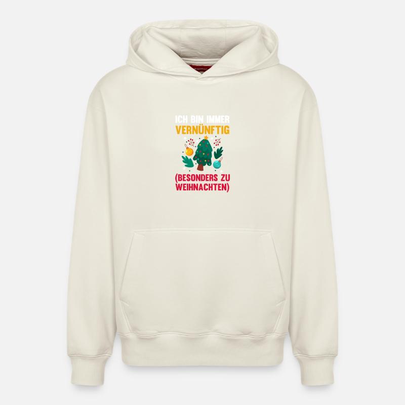 Noël du Père Noël - Sweat à capuche unisexe décontracté en coton biologique – de SPREAD - blanc cassé