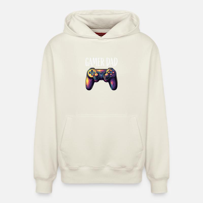 Gamer Dad Controller Neon - Sweat à capuche unisexe décontracté en coton biologique – de SPREAD - blanc cassé