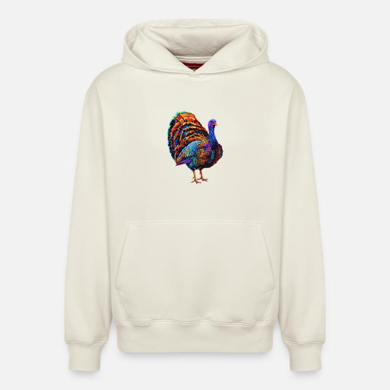 Dinde Poules Oiseaux Dinde - Sweat à capuche unisexe décontracté en coton biologique – de SPREAD - blanc cassé
