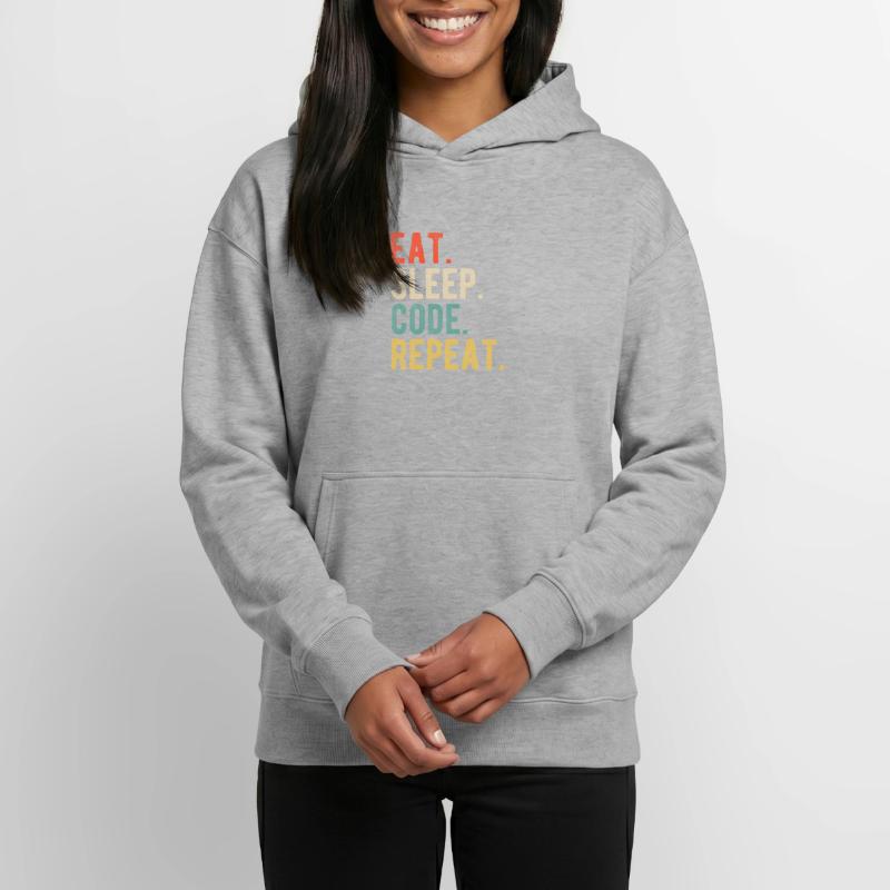Eat Sleep Code Repeat Programmer Nerd Retro Relaxed Unisex Organic Hoodie – by SPREAD