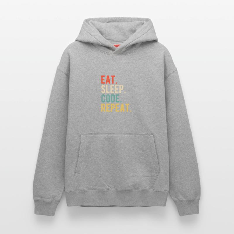 Eat Sleep Code Repeat Programmer Nerd Retro Relaxed Unisex Organic Hoodie – by SPREAD