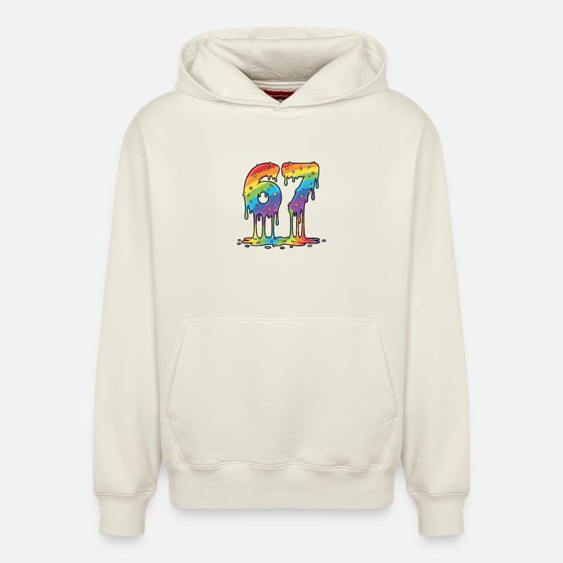 Célébration du mème Rainbow 67 - Sweat à capuche unisexe décontracté en coton biologique – de SPREAD - blanc cassé