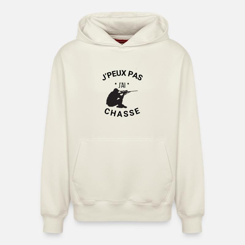J'peux pas j'ai chasse - Sweat à capuche unisexe décontracté en coton biologique – de SPREAD - blanc cassé