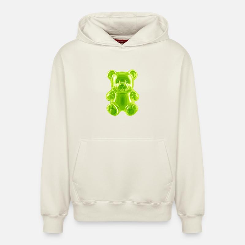 Ours en caoutchouc vert - Sweat à capuche unisexe décontracté en coton biologique – de SPREAD - blanc cassé