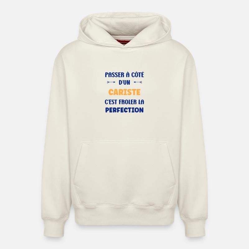 Cariste Parfait en Action - Sweat à capuche unisexe décontracté en coton biologique – de SPREAD - blanc cassé