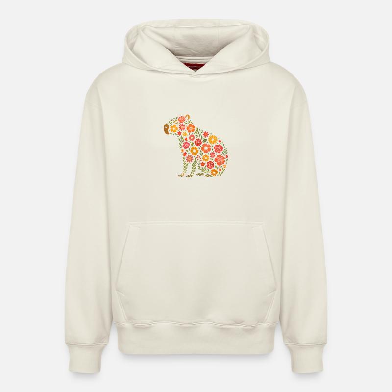 Capybara - Sweat à capuche unisexe décontracté en coton biologique – de SPREAD - blanc cassé