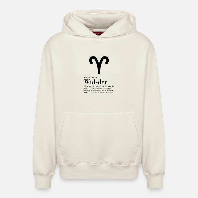 Signe du zodiaque Bélier - Sweat à capuche unisexe décontracté en coton biologique – de SPREAD - blanc cassé