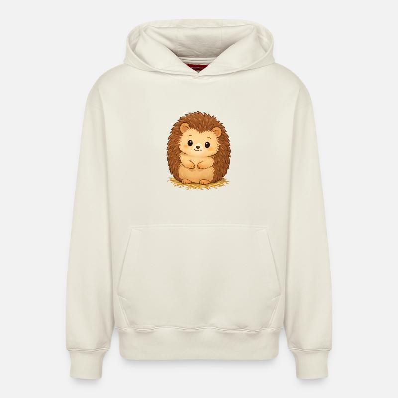 Hérisson câlin sur foin - Sweat à capuche unisexe décontracté en coton biologique – de SPREAD - blanc cassé