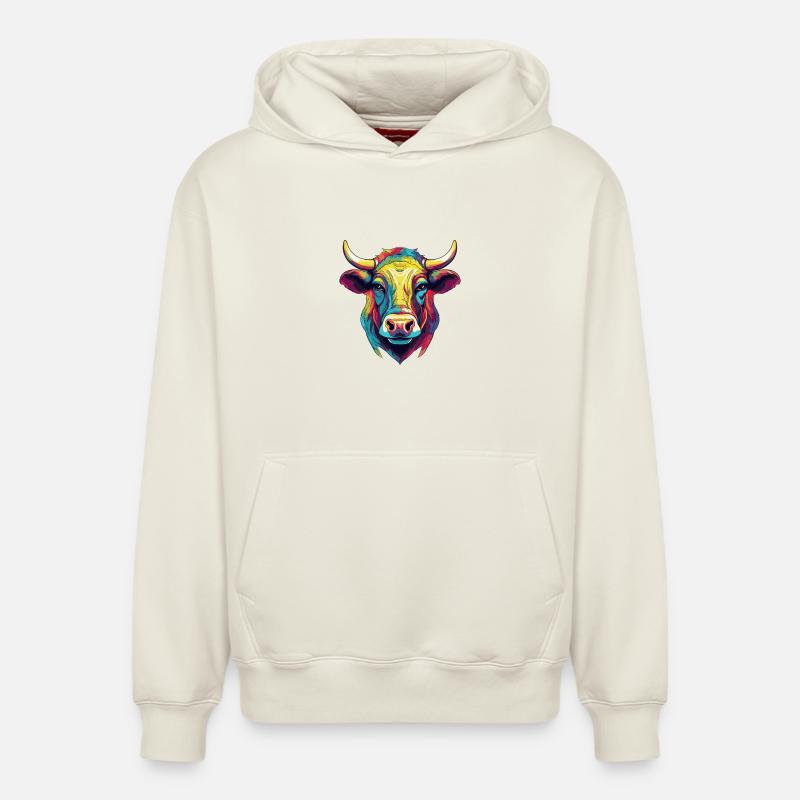 Stier Tier Comic - Relaxed Unisex Organic Hoodie – von SPREAD - Naturweiß