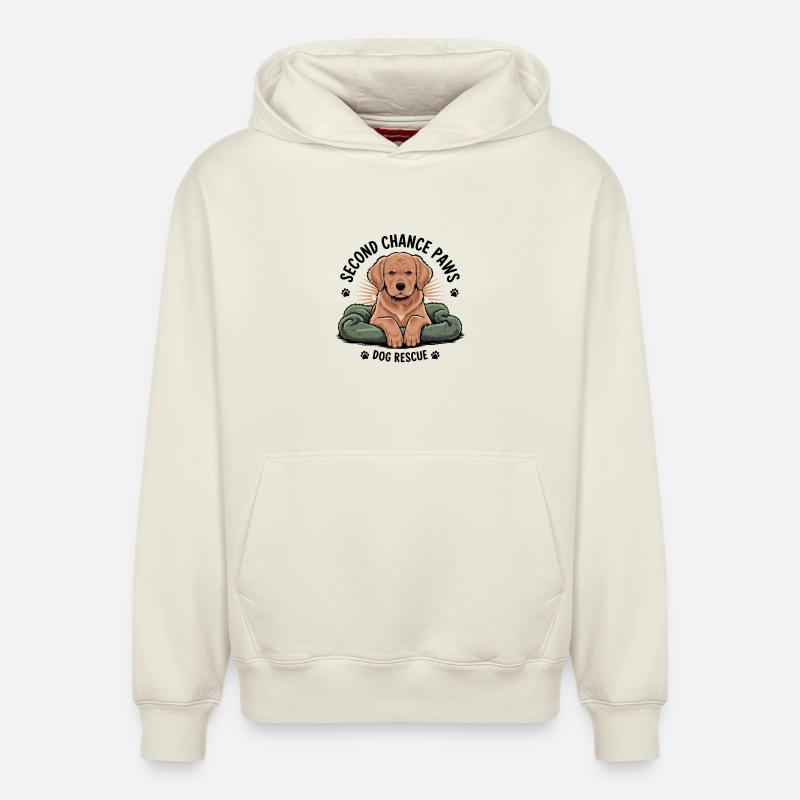 Second Chance Paws Dog Rescue - Sweat à capuche unisexe décontracté en coton biologique – de SPREAD - blanc cassé