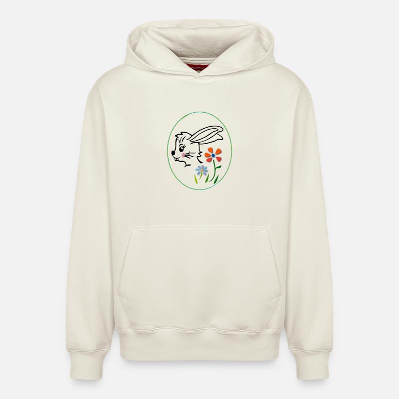 Lapin de Pâques - Sweat à capuche unisexe décontracté en coton biologique – de SPREAD - blanc cassé