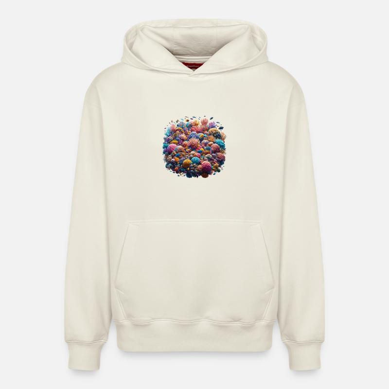 Korallenriff Farbmeer - Relaxed Unisex Organic Hoodie – von SPREAD - Naturweiß