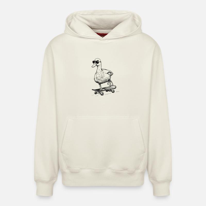Skater Duck - Sweat à capuche unisexe décontracté en coton biologique – de SPREAD - blanc cassé