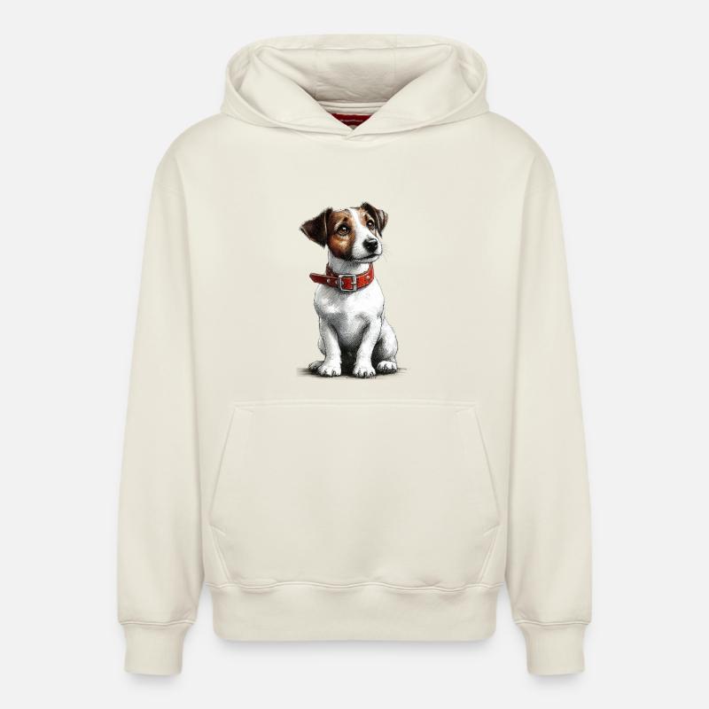 Jack Russel Terrier - Sweat à capuche unisexe décontracté en coton biologique – de SPREAD - blanc cassé