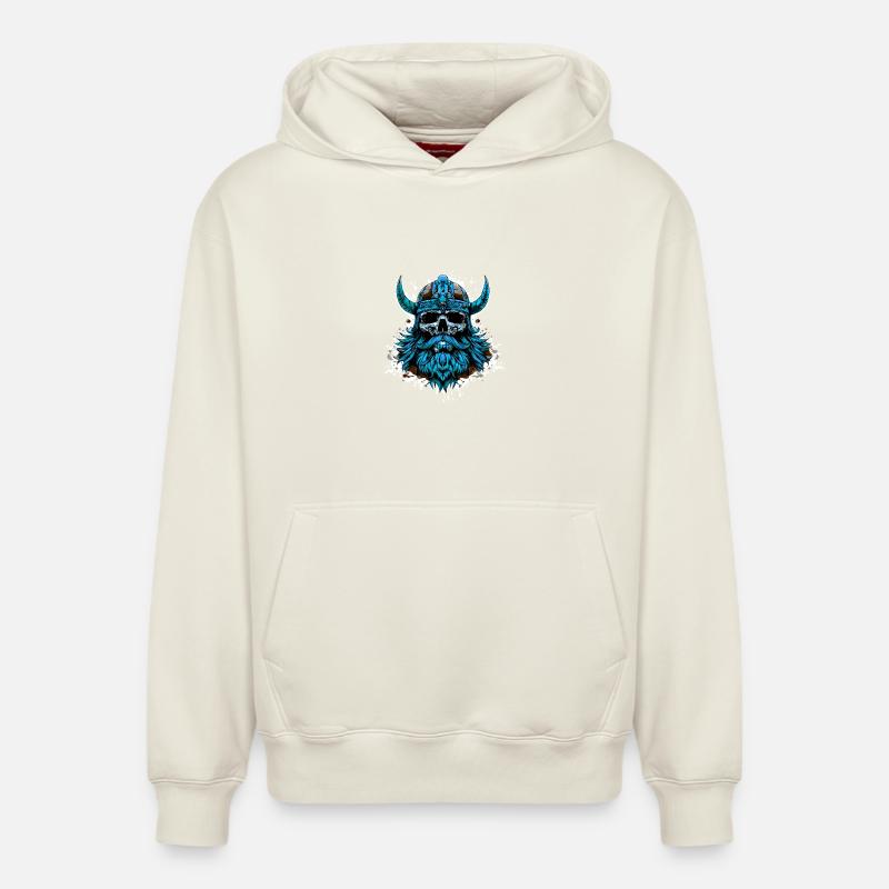 Crâne d’Odin Viking - Sweat à capuche unisexe décontracté en coton biologique – de SPREAD - blanc cassé