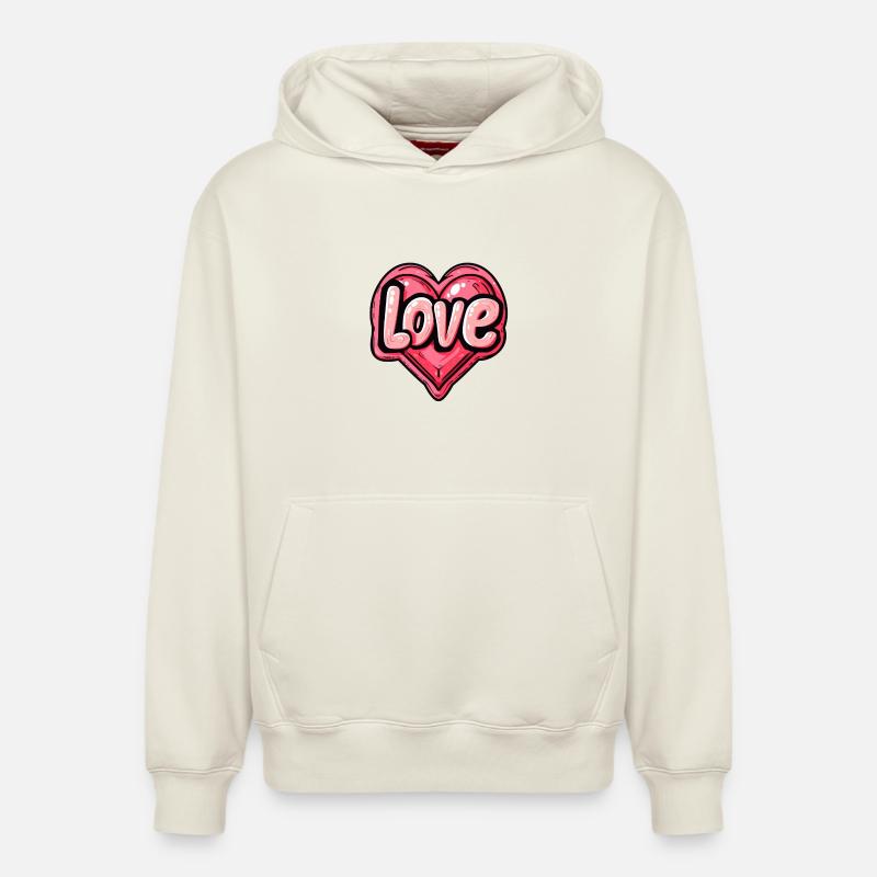 Amour - Sweat à capuche unisexe décontracté en coton biologique – de SPREAD - blanc cassé