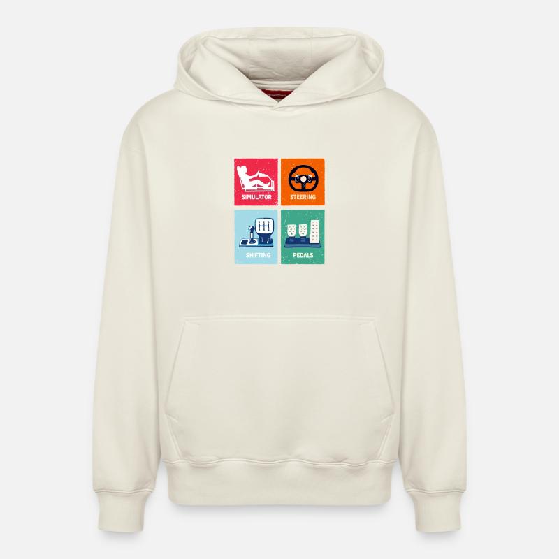 Sim Racing - Sweat à capuche unisexe décontracté en coton biologique – de SPREAD - blanc cassé