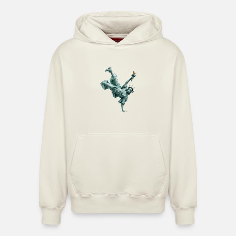 Freiheitsstatue Breakdancing - Relaxed Unisex Organic Hoodie – von SPREAD - Naturweiß