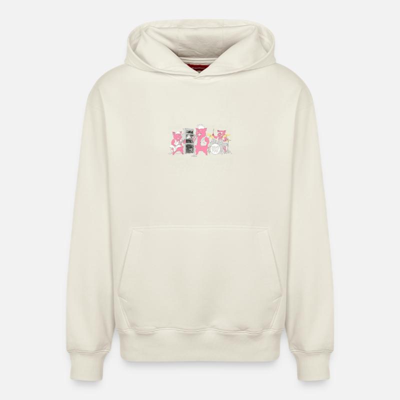 Rawk Pigs Rockband - Sweat à capuche unisexe décontracté en coton biologique – de SPREAD - blanc cassé