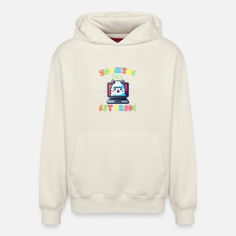 Llama Laptop Pop Art Vibes - Sweat à capuche unisexe décontracté en coton biologique – de SPREAD - blanc cassé