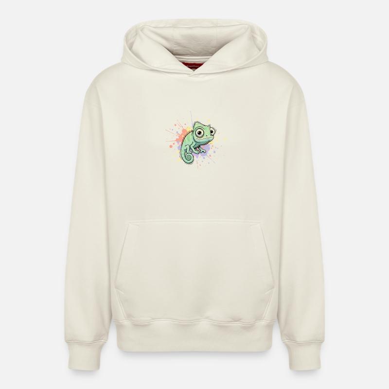 Éclaboussure caméléon aquarelle - Sweat à capuche unisexe décontracté en coton biologique – de SPREAD - blanc cassé
