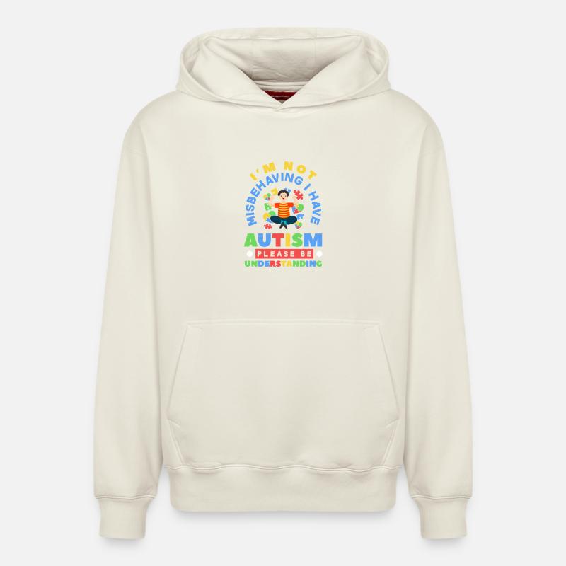 Compréhension de l’autisme : Puzzle Hearts - Sweat à capuche unisexe décontracté en coton biologique – de SPREAD - blanc cassé