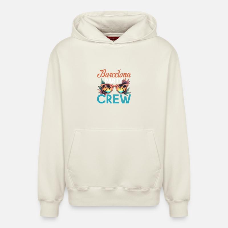 Barcelone Crew - Sweat à capuche unisexe décontracté en coton biologique – de SPREAD - blanc cassé