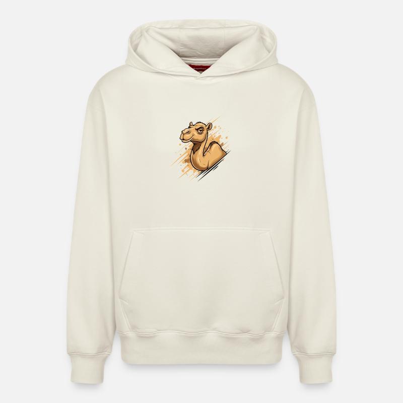 Kamel Karikatur Spritz-Splash - Relaxed Unisex Organic Hoodie – von SPREAD - Naturweiß