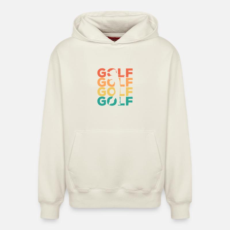 Silhouette du swing de golf arc-en-ciel - Sweat à capuche unisexe décontracté en coton biologique – de SPREAD - blanc cassé