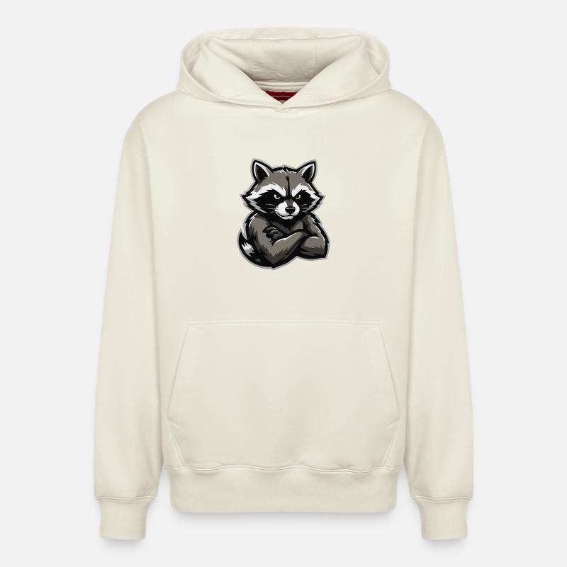 Charme de raton laveur entrelacé - Sweat à capuche unisexe décontracté en coton biologique – de SPREAD - blanc cassé