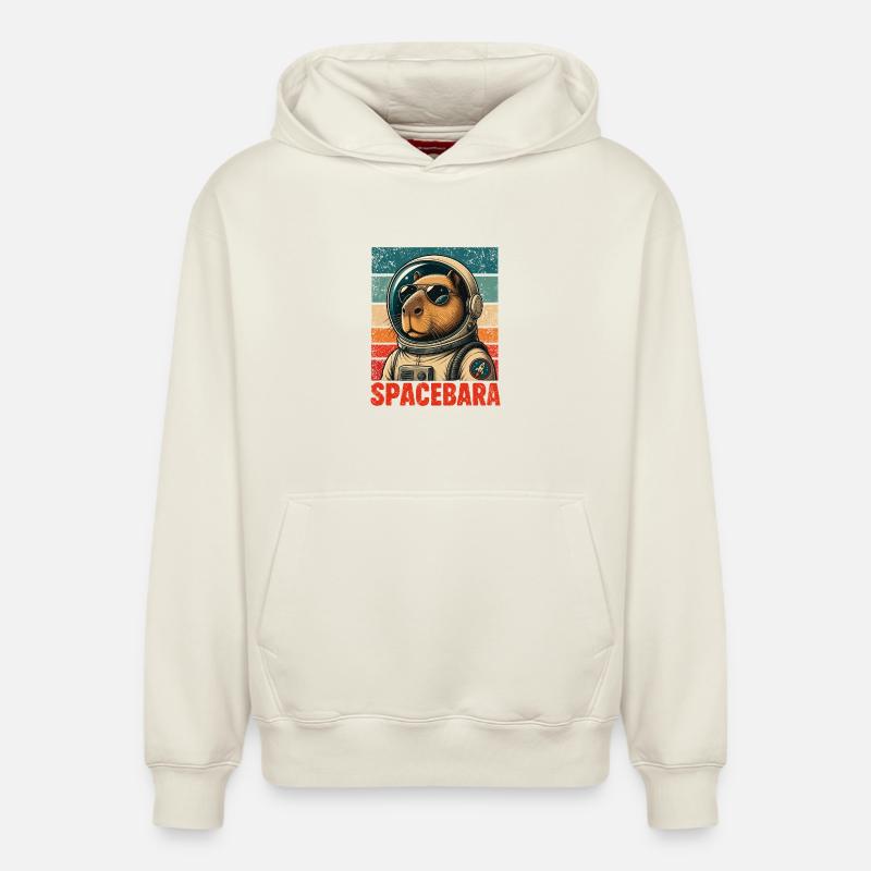 Spacebara Capybara Astronaut Space Retro - Sweat à capuche unisexe décontracté en coton biologique – de SPREAD - blanc cassé