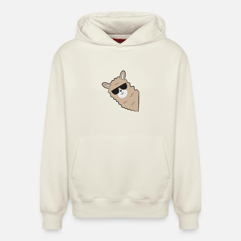 Lama - Sweat à capuche unisexe décontracté en coton biologique – de SPREAD - blanc cassé