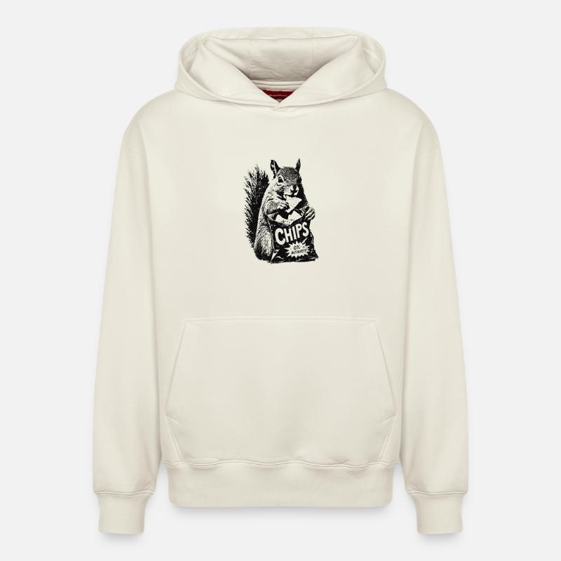 Chips Squirrel - Sweat à capuche unisexe décontracté en coton biologique – de SPREAD - blanc cassé