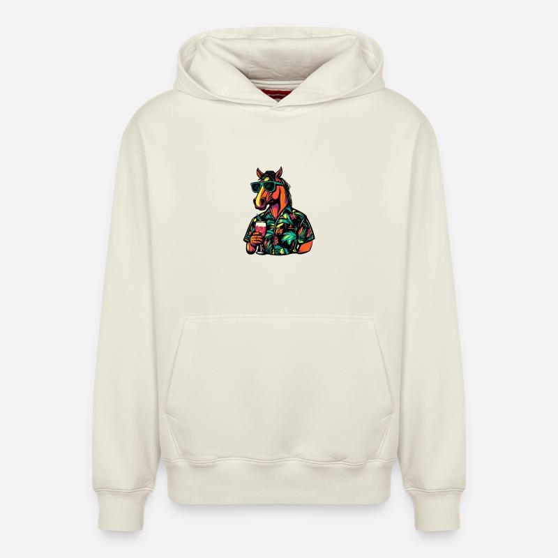 Pferd Comic Sommer - Relaxed Unisex Organic Hoodie – von SPREAD - Naturweiß