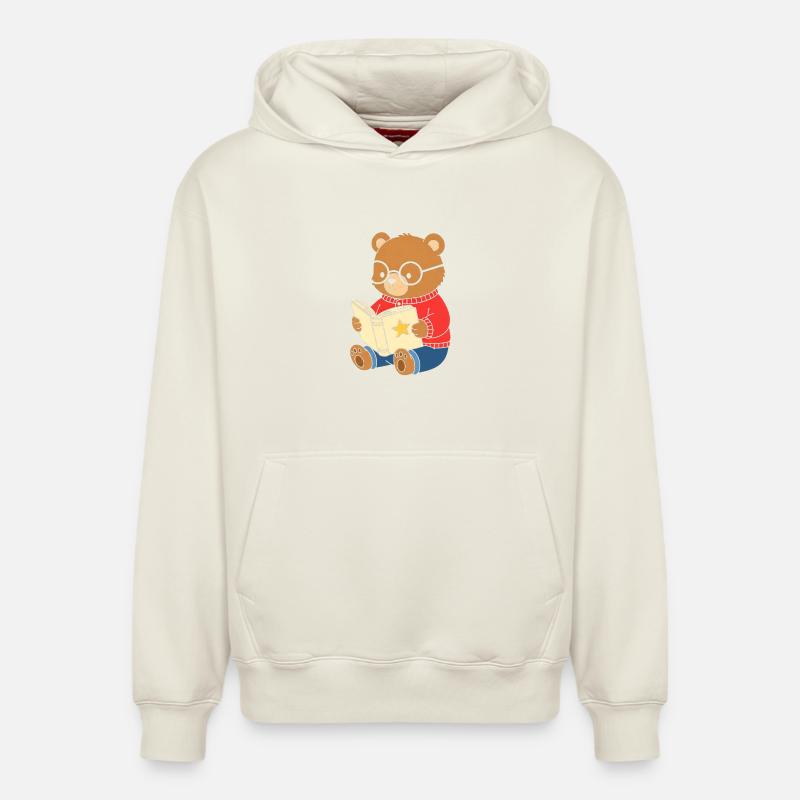 Bärchen liest Sternenbuch - Relaxed Unisex Organic Hoodie – von SPREAD - Naturweiß
