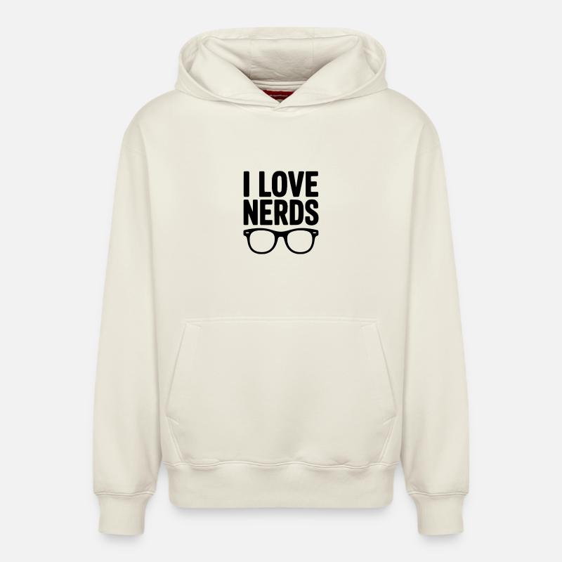 J’adore les nerds - Sweat à capuche unisexe décontracté en coton biologique – de SPREAD - blanc cassé