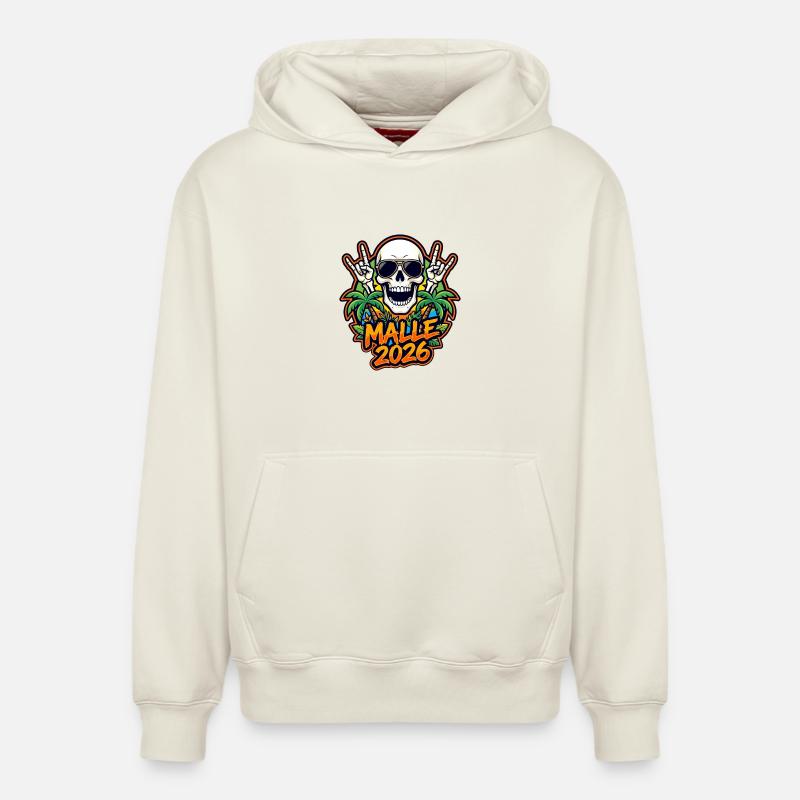 Malle 2026 Skull - Sweat à capuche unisexe décontracté en coton biologique – de SPREAD - blanc cassé