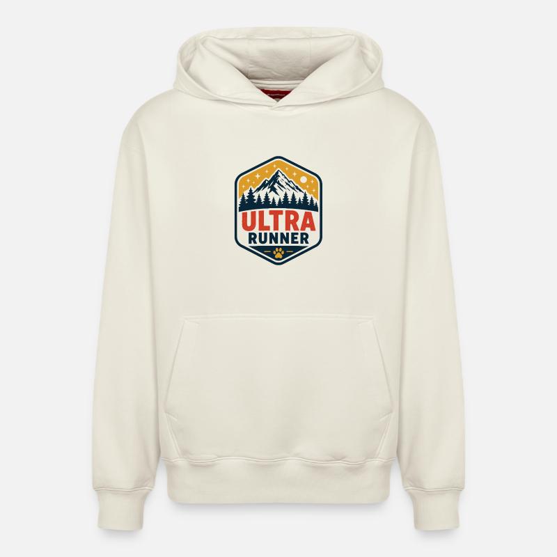 Coureur d’ultra - Sweat à capuche unisexe décontracté en coton biologique – de SPREAD - blanc cassé