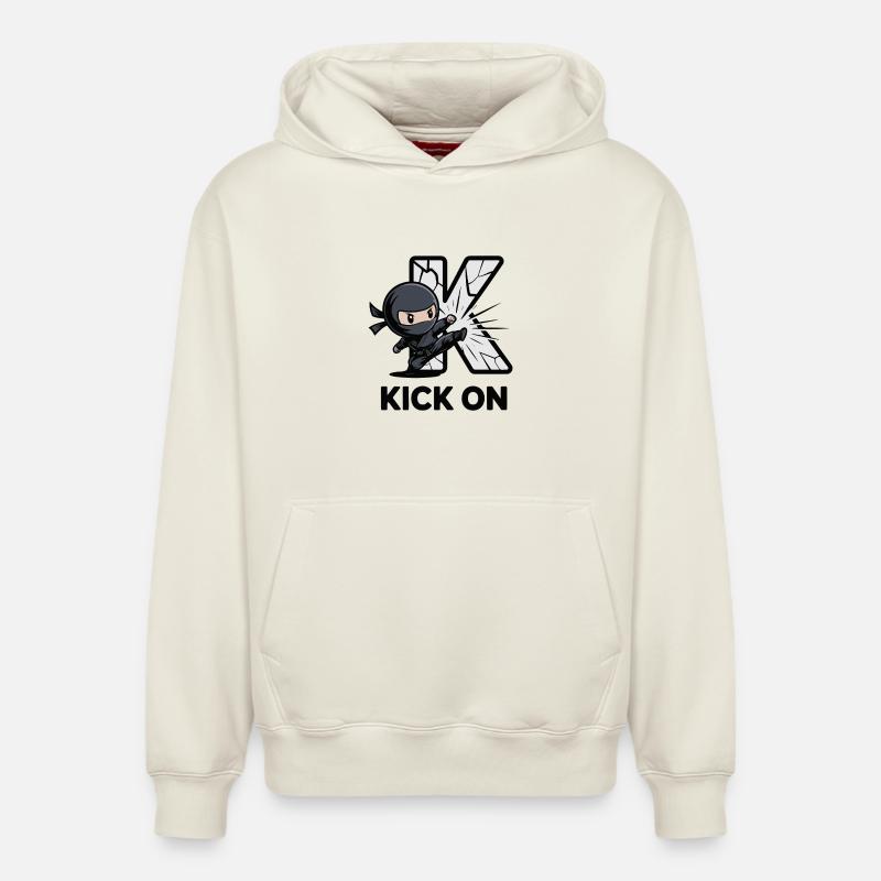 Ninja Kick Through K Logo - Sweat à capuche unisexe décontracté en coton biologique – de SPREAD - blanc cassé