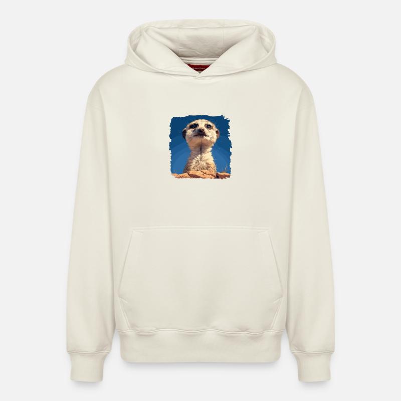 Suricate Erdmännchen - Sweat à capuche unisexe décontracté en coton biologique – de SPREAD - blanc cassé