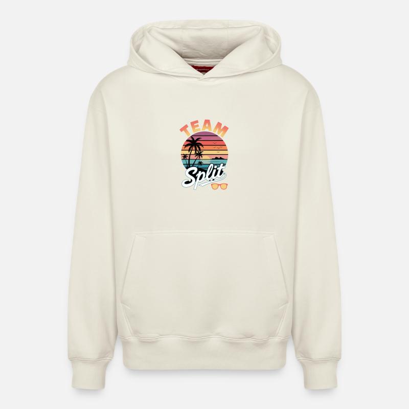 Équipe Split Sunset Tropics - Sweat à capuche unisexe décontracté en coton biologique – de SPREAD - blanc cassé