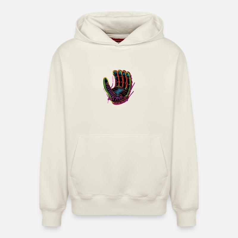 Gant de baseball Synthwave - Sweat à capuche unisexe décontracté en coton biologique – de SPREAD - blanc cassé