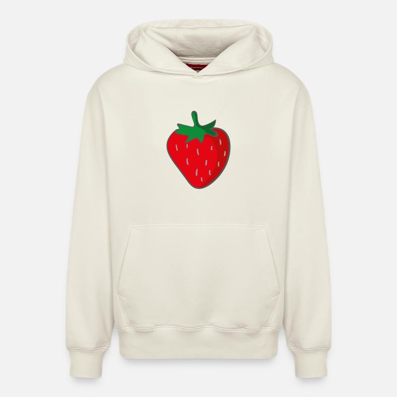 Fraise - Sweat à capuche unisexe décontracté en coton biologique – de SPREAD - blanc cassé
